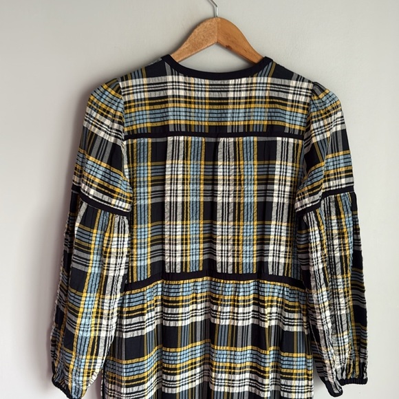 Cefinn Katie Organic Cotton Seersucker Maxi Dress - Navy Yellow 6 - Picture 7 of 13